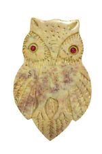 3.5" Hand Carved Indian Stone Trinket Box Owl Design Figurine Polished Home Deco
