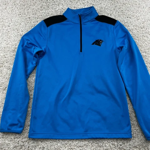 Carolina Panthers NFL 1/4 Zip Pullover Mens Small Mock Neck Blue Football Cover