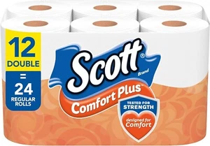 Scott Comfortplus Toilet Paper Bath Septic Safe Unscented Thick Tissue 12 Rolls* - Picture 1 of 10