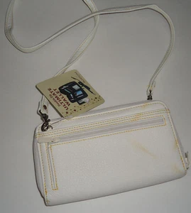 Ladies Double Ziparound Wallet Mini Bag, White/Yellow - Picture 1 of 6
