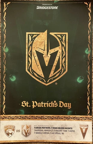 Vegas Golden Knights vs Florida Panthers 3/17/22 St. Patrick’s Day Poster Cover