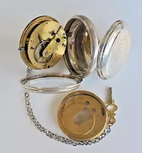 Antike englische Fusee Schlüssel Taschenuhr Pocket Watch Läuft - Spz5 - Bild 1 von 24