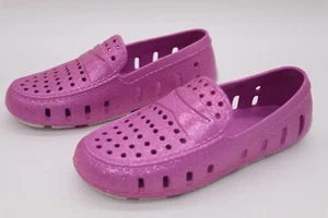 FLOAFERS PRODIGY DRIVER GIRL'S SHOES PERFORATED GLITTER VIOLET PLASTIC SLIP ON - Picture 1 of 4