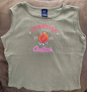 GIRLS GAP TANK TOP SZ 7/8 CAMPFIRE CUTIES KHAKI SUPER CUTE!! - Picture 1 of 2