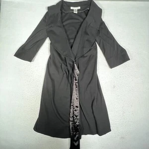 Diane von Fürstenberg Damen Größe 4 schwarz Viskose Mischung Halstuchmantel 3/4 Ärmel - Bild 1 von 9