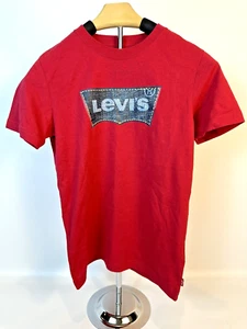 T-shirt Levi's rossa manica corta misto cotone logo ragazzo taglia 8 - nuova senza etichette - Foto 1 di 4