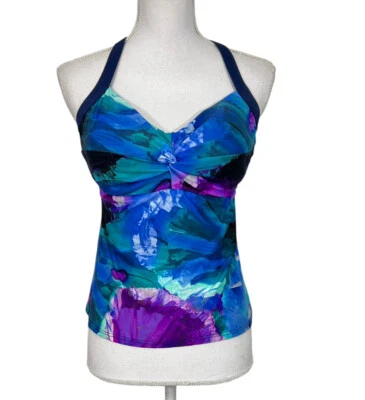 Traje de baño Title Nine Tankini Top púrpura azul 32DD con aros Foto 1 de 4