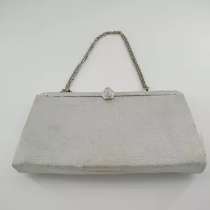Cartera Almirante Vintage Tono Plata Rosa Cierre Algunos Usan Correa de Cadena - Imagen 1 de 5