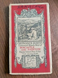 1919 Vintage OS Ordnance Survey Popular Edition Cloth Map BOSCASTLE & PADSTOW - Picture 1 of 1