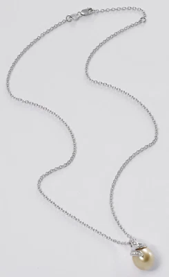 Halskette aus Weißgold 18 Kt. mit Diamanten Natürliche Und Perle Gold Ct. 11,27 - Bild 1 von 4