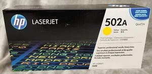 Genuine HP LaserJet 3600 Printer Cartridge 502A Yellow Q6472A-Excellent NEW !! - Picture 1 of 3