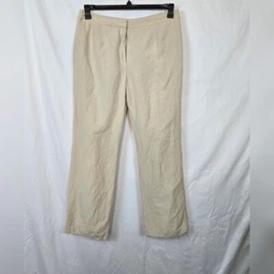 Kasper Women's Ivory Kate Classic Fit Linen Career Straight Leg Lined Pants 12 - Picture 1 of 10