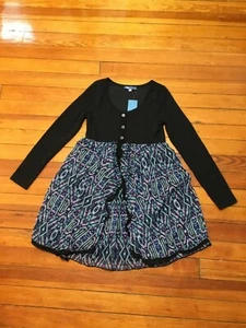 TM By Truly Me Kids Girls Dress Long Sleeve Geometric Black Size 10 - Picture 1 of 7