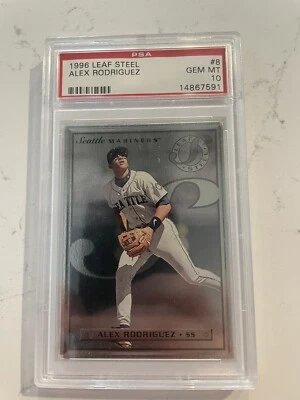 1996 LEAF STEEL Alex Rodriguez #8 PSA 10 GEM MINT  Seattle Mariners RARE LOW POP - Image 1 of 2