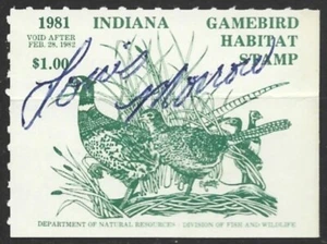 USA 1981-82 INDIANA Bird Habitat Revenue Stamp #2 Signed - Picture 1 of 2