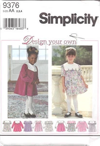 Vestido Simplicity sin cortar para niña patrón de costura #9376 - Imagen 1 de 2