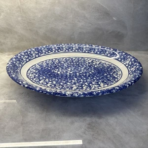 Vintage Himark Large Blue Spongeware Serving Platter 16" x 11.5" ITALY Mint Cond - Picture 1 of 19