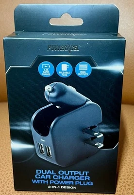 POWERXCEL Dual Output Car Charger With Power Plug - Image 1 of 3