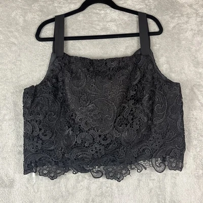 Top corto de encaje para mujer sin mangas negro talla 22 W forrado con cremallera gótico oscuro romance Foto 1 de 4