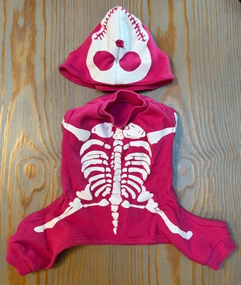Fato de Halloween casual Canine Glow Bones cachorro / pjs rosa tamanho XS extra pequeno - Imagem 1 de 4