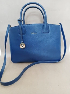 Bolso de mano de cuero azul FURLA Josi East West bandolera con correa Foto 1 de 4