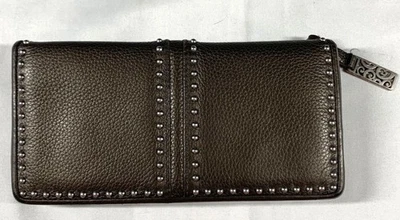 BRIGHTON Wallet Brown Leather "Pretty Tough Studded" Organizer Large 7"x 3.5" - Image 1 of 4