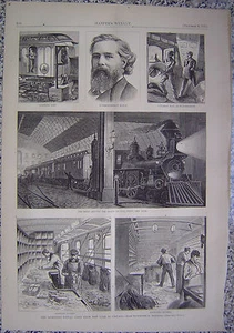 Postal Train Leaving Grand Central New York Harper’s Weekly 1875 Original - Picture 1 of 2