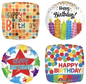 Happy Birthday 18" Foil Mylar Happy Birthday Party Balloon Decorations D - Picture 1 of 9