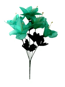 (12-Pack) 60 Aqua Green Trumpet Lilies Silk Flower 13" Bush In/Outdoor Decor US - Picture 1 of 1