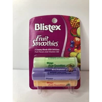 Blistex 润唇膏水果奶昔护理 3 包浆果热带甜瓜 — 第 1/3 张图片