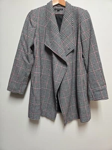 Preston & York Womens Plaid Wool Blend Coat Red White Black - Picture 1 of 22