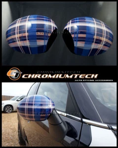 MK3 MINI Cooper/S/ONE/JCW F55 F56 F57 BLUE Tartan Mirror Cap Cover for RHD Model - Bild 1 von 4