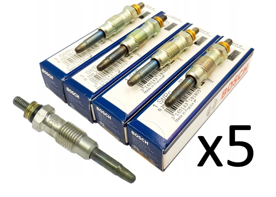 x5 BOSCH PLUGS Diesel Engine Glow Plug Set for Mercedes 300cd 300d 300sd 300td - Image 1 of 2
