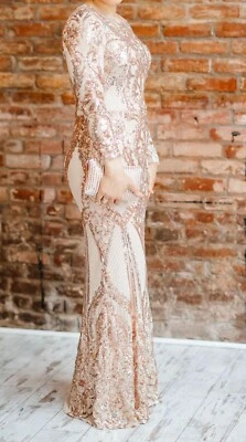 Lindo vestido de noite ouro rosa - Imagem 1 de 2