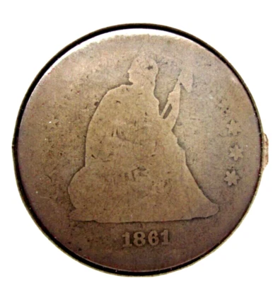 1861-S LIBERTY SEATED QUARTER 25c COIN SAN FRANCISCO MINT NICE RARE EARLY DATE - Image 1 of 2