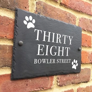 Rustic Slate paw House Number / Name sign plaque bespoke classic FREE UK P&P - Picture 1 of 5