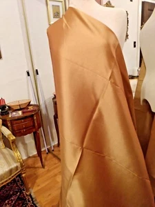 62" x 48" BP73 VENETIAN GOLD ITALIAN SILK MATELASSE TINY CHECKS FABRIC DRESS HOM - Picture 1 of 6
