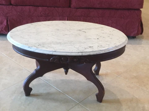 Antique 1800s Eastlake Victorian Marble Top Coffee Table Cover