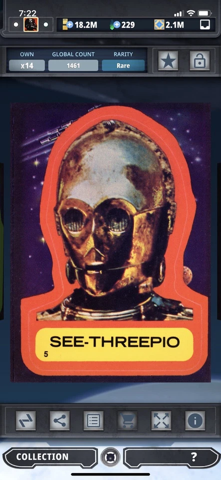 Topps Star Wars Digital Card Trader C-3PO 1977 Series 1 Sticker Award - Image 1 of 1