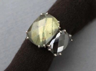 SILPADA Sterling Silver Labradorite Hematite Ebony Cocktail Ring R3130 Sz 8 NIB - Image 1 of 4