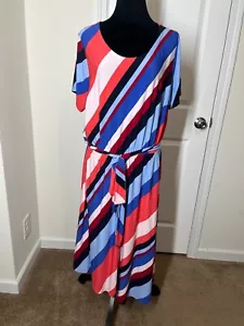 Lane Bryant Camo Striped Midi Dress with Belt Size 18/20 - Picture 1 of 3