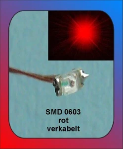 10 x SMD LED Bauart 0603 rot verkabelt Litze Kabel Kupferlackdraht - Bild 1 von 1