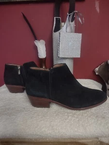 Sam Edelman Petty Ankle Boots Booties Shoes Women's Size 8W Black Suede Zip Up - Picture 1 of 9
