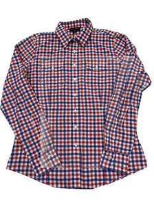 346 Brooks Brothers Red white blue check button women blouse 6 Discolored armpit - Picture 1 of 15