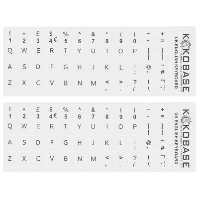 2 x UK English White Keycap Stickers QWERTY Keyboard Desktop Laptop Computer PC - Image 1 of 4
