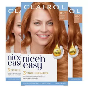 Nice'N Easy Permanent Hair Dye, 8SC Medium Copper Blonde Hair Color, Pack of 3 - Picture 1 of 11