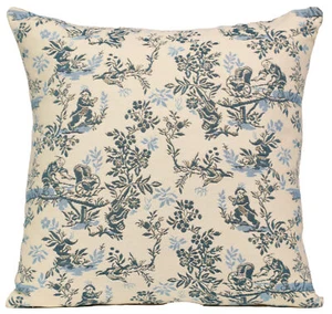 19x19 in French Tapestry Cushion Cover - The Chinese on a Wheelbarrow Blue - Picture 1 of 9