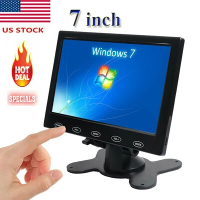 7'' Ultra Thin TFT LCD Color PC Monitor Audio Video HDMI VGA Input w/ Speaker-US - Image 1 of 4