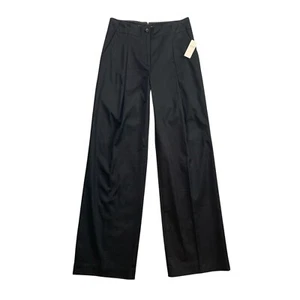 Anthropologie Trousers Women 4 Black Essential Wide Leg Adjustable Waist Pleated - Picture 1 of 14