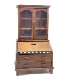 Vintage Shackman Dollhouse Secretary Hutch Drop Front Desk Cabinet 1:12 - Picture 1 of 12